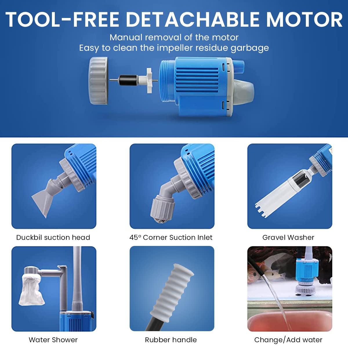 Qpets Electric Fish Tank Cleaner, Automatic Siphon Vacuum Cleaner Kit, Aquarium Gravel Cleaner 20W Aquarium Vacuum for Aquarium Cleaning, Changing Water, Pump to Drain Aquarium Cleaning Tool Qpets Electric Fish Tank Cleaner, Automatic Siphon Vacuum Cleaner Kit, Aquarium Gravel Cleaner 20W Aquarium Vacuum for Aquarium Cleaning, Changing Water, Pump to Drain Aquarium Cleaning Tool